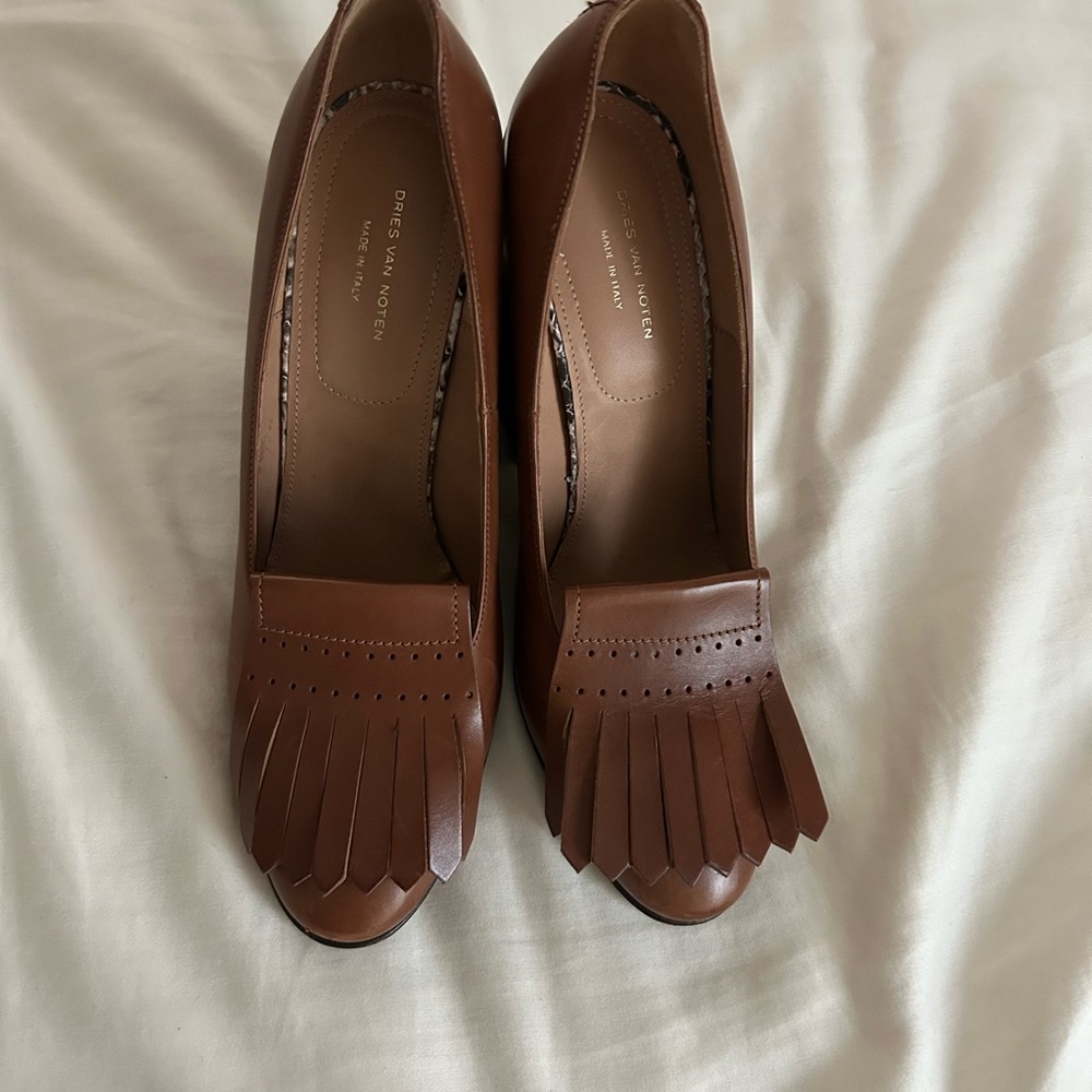 Dries Van Noten Brown Leather Heels Classic Design